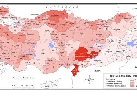 Türkiye Kaba Ölüm Hızı Haritası 2023