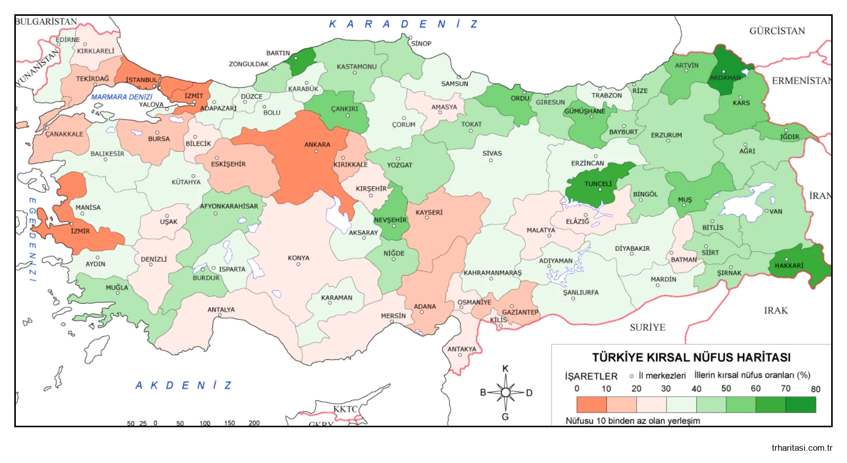 Türkiye Kırsal Nüfus Haritası 2019