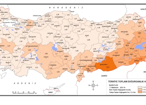 Türkiye Toplam Doğurganlık Hızı Haritası 2023