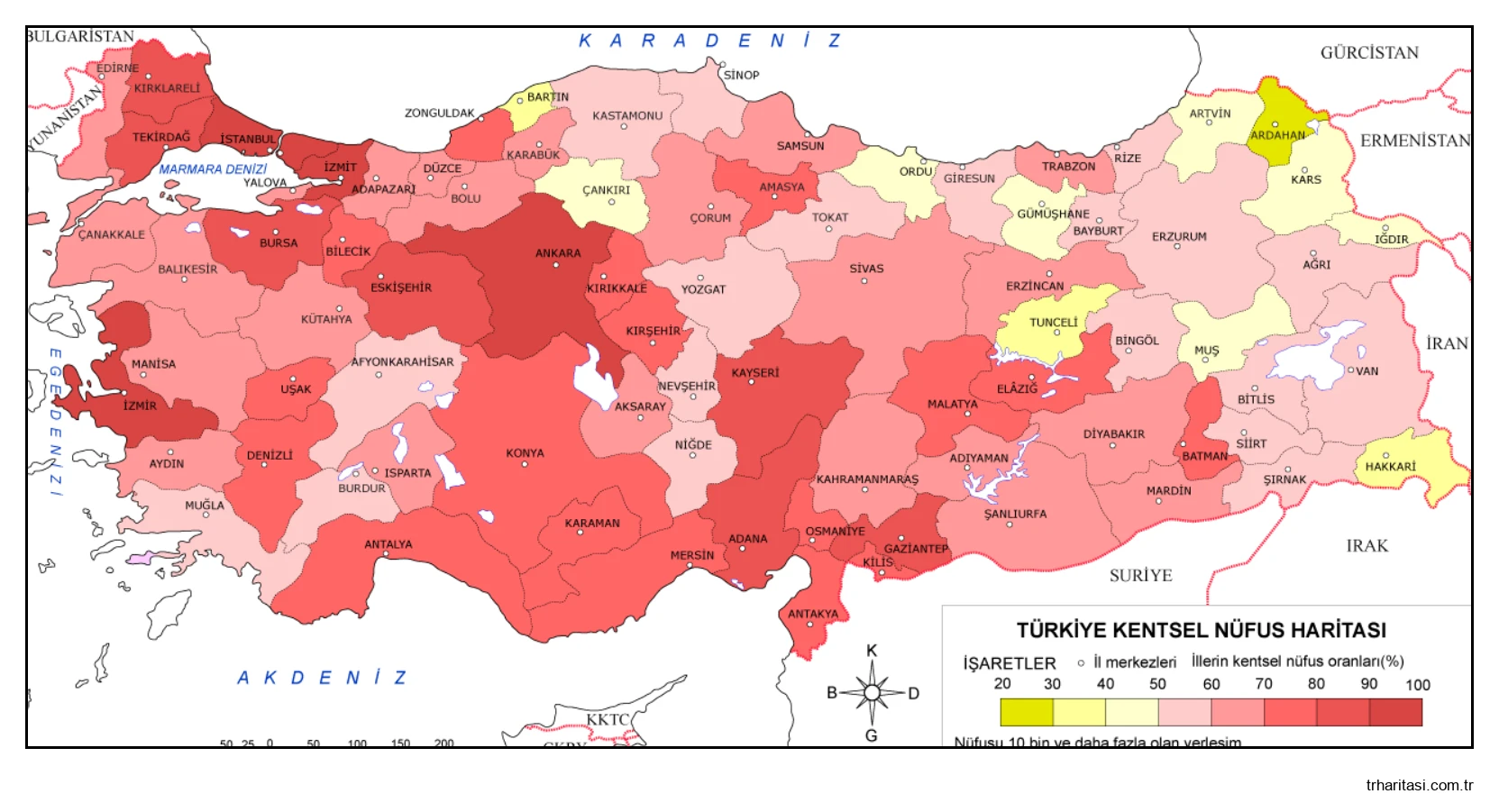 Türkiye Kentsel Nüfus Haritası 2019